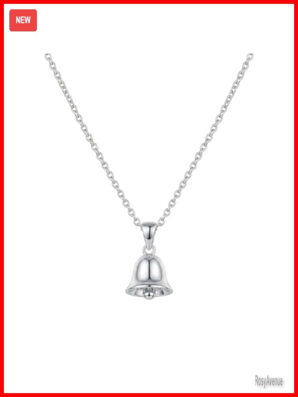 Sterling Silver 3D Jingle Bell Pendant Necklace Belcher Chain